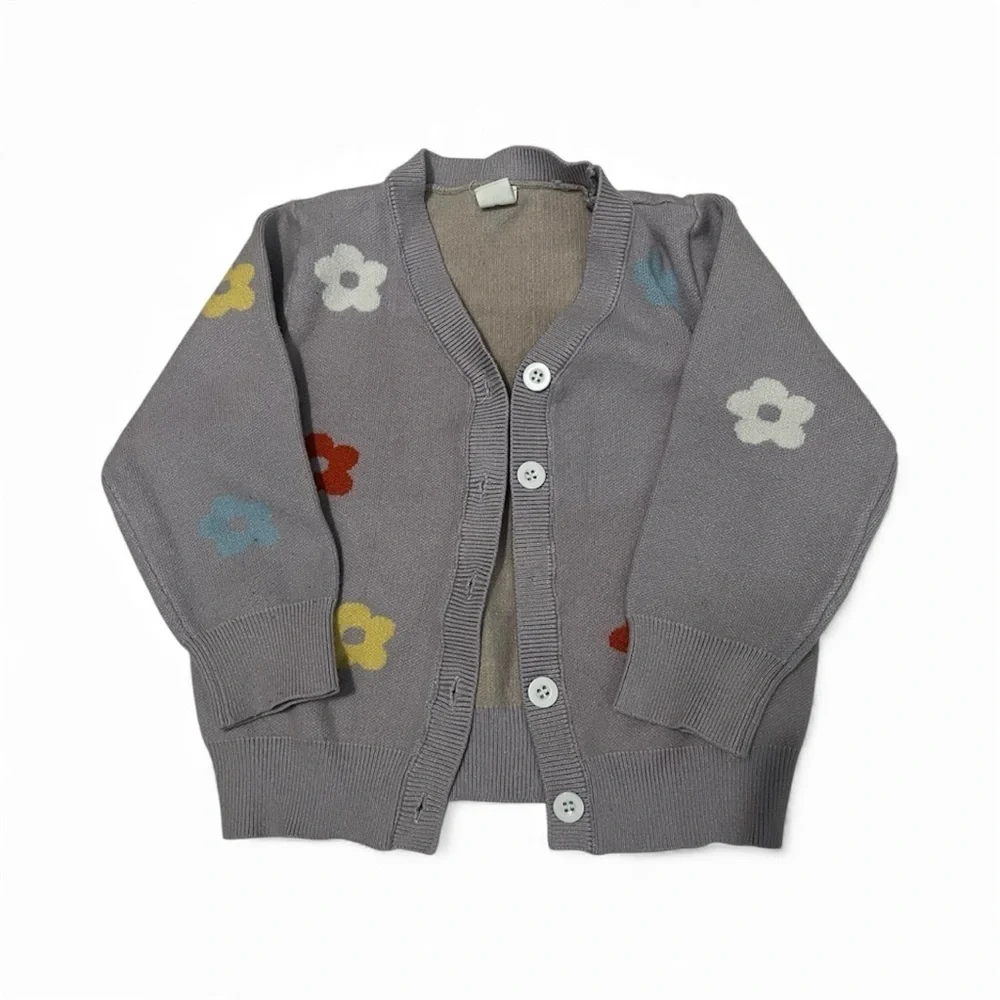 SHEIN Kids Gray Set with Colorful Floral Design
